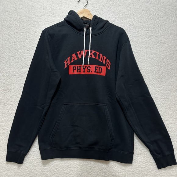 Nike x Stranger Things  Hawkins High PHYS. ED Hoodie Pullover Black Size M EUC - Picture 1 of 13